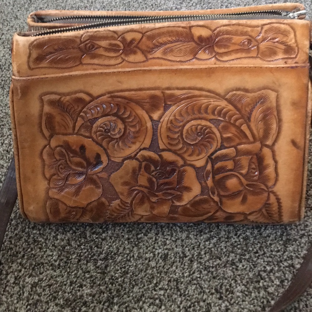 Hand tooled Leather Purse